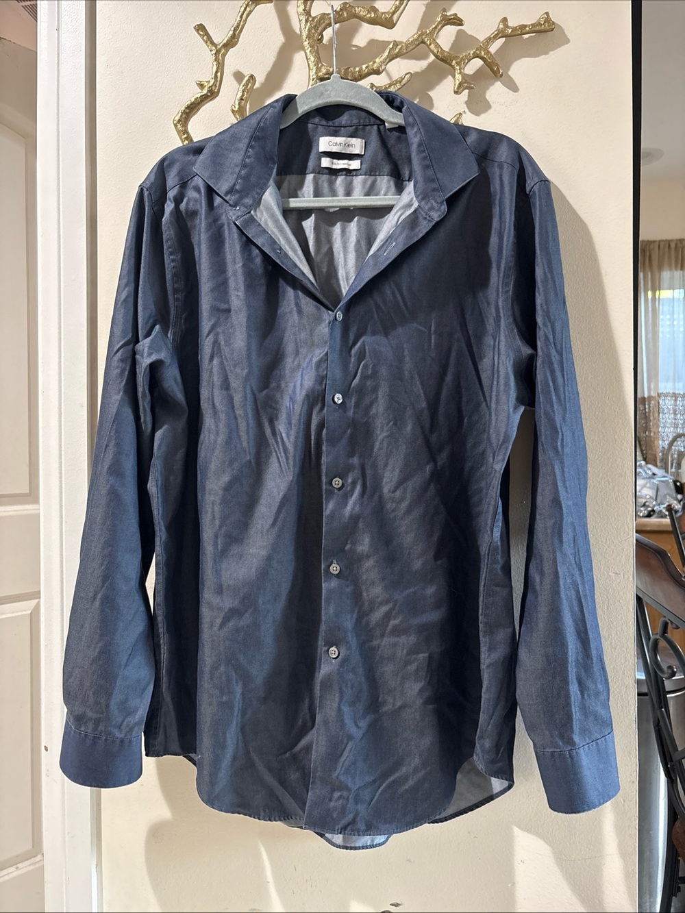 Calvin Klein Navy Button-Up Shirt XL